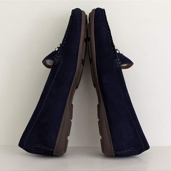 Wirth Navy Blue Suede Rhinestone Loafers Moccasins Flats Women's 8 - Picture 7 of 10